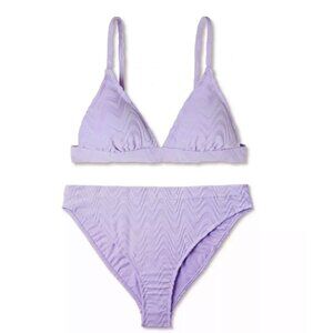 NWT Wavy Terry Textured Bikini Wild Fable™ Lilac Purple XXS